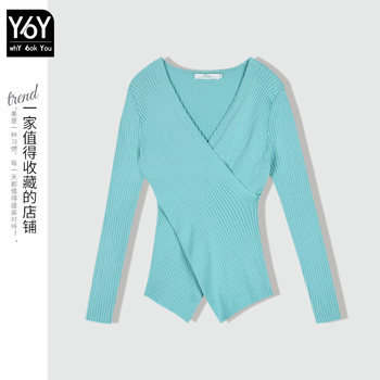2022 new autumn and winter sweater ladies inner v-neck bottoming shirt small design niche knitted sweater