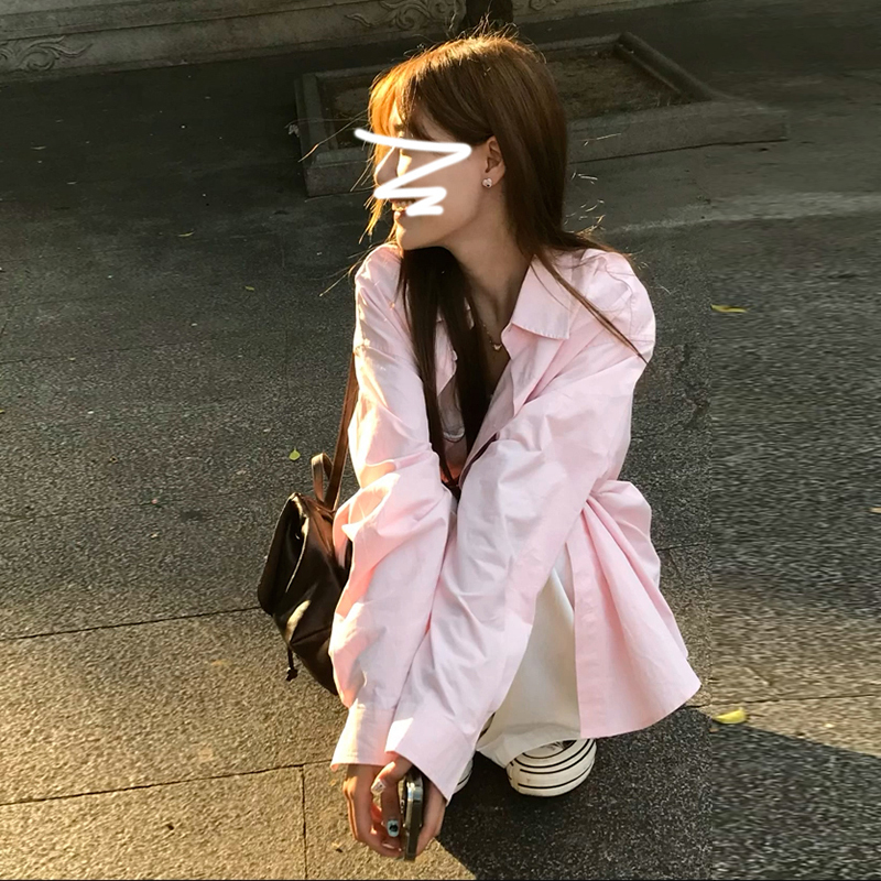 Pink French-Style Long-Sleeve Shirt Jacket, Summer 2026 New Model, High-End Loose-Fitting Sun-Protective Top Pink French-Style Long-Sleeve Shirt Jacket, Summer 2026 New Model, High-End Loose-Fitting Sun-Protective Top
