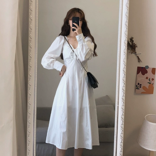 Весенняя сексуальная осенняя белая длинная юбка, платье, коллекция 2022, городской стиль, французский стиль