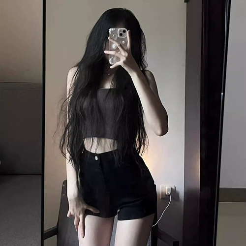 Летние черные джинсы, приталенные штаны, 2025 года, А-силуэт, подходит для подростков