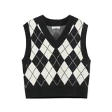 Свитер с бриллиантами в стиле колледжа осень и зима 2025 Новый уникальный вязаный жилет для женщин в коротких топах