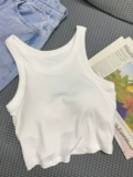 Белый бюстгалтер без рукавов, бюстгальтер-топ, майка, летний базовый топ с чашечками, красивая спина, эффект подтяжки