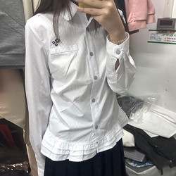 College Style Long-Sleeved White Shirt Early Autumn Women's Clothing 2025 New Design Lace Hem Sweet Shirt Top