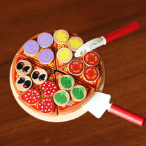 Pizza combination wooden simulation food children live home Che Che Le kitchen cooking toy baby 2-3-4 years old