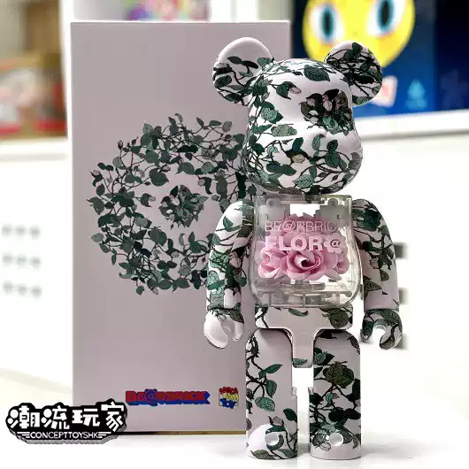 现货Bearbrick 400% BE@RBRICK FLOR@ PINK ROSE永生花粉色玫瑰-淘宝