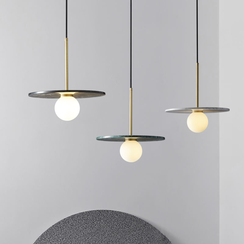 Nordic Full Copper Minimalist Dining Room Clothing Shop Chandelier Designer Flying Saucer Bar Table Marble Bedroom Bedside Headlights Chandelier