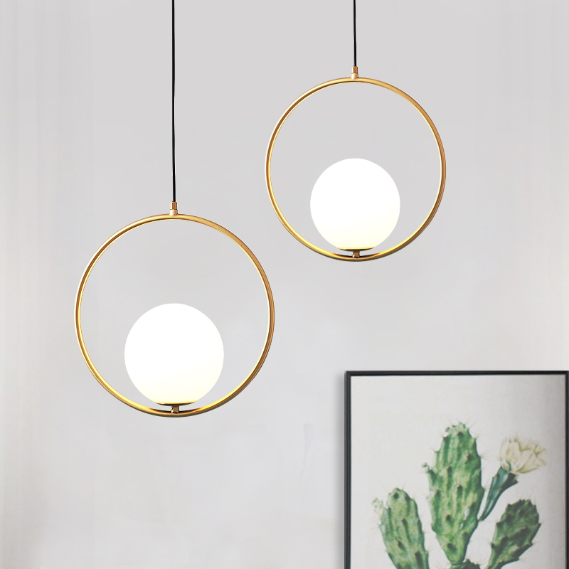 Nordic all-copper bedroom bedside single-head small chandelier creative personality simple modern restaurant bar clothing store lamps