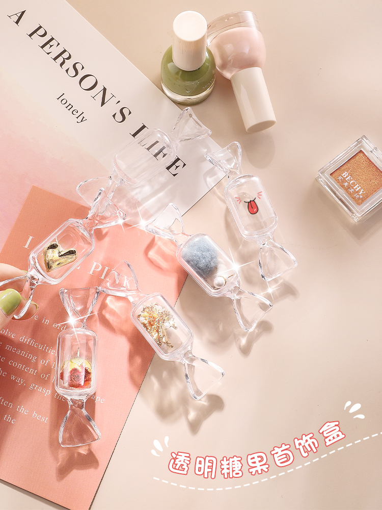 Net red jewelry box Hand earrings ear pins Children's hair ornaments Necklace storage box Small exquisite anti-oxidation small box