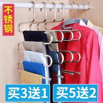 Hang pants hanger Household multi-layer multi-function cold pants special hook shelf stainless steel pants rack storage artifact