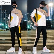 zfocus với Gan đắng ngắn tay người đàn ông 2024 mùa hè thiết lập Harajuku gió ngắn tay nam man sọ t-shirt