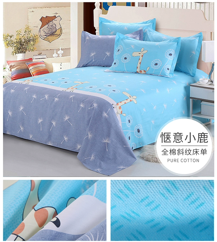 Tấm mảnh duy nhất của bông dày twill 100% sinh viên tấm bông phim hoạt hình Single Double 1.5 / 1.8 - Khăn trải giường bộ ga giường cute