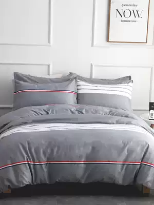 Thickened cotton four-piece 100%cotton 1 2 meters 1 8m Student dormitory single double bedding 4-piece set