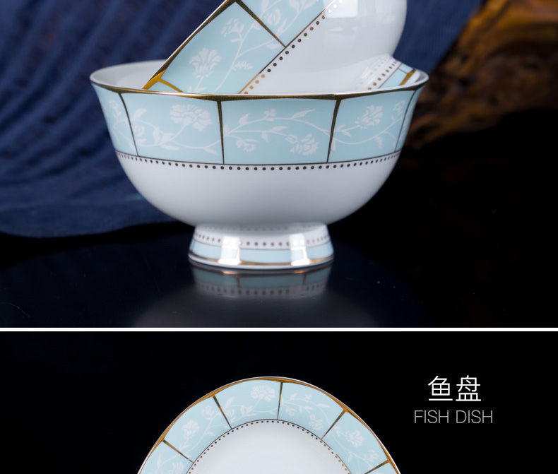 Dishes suit household jingdezhen ceramic ipads China contracted combination Chinese small pure and fresh and cutlery set Dishes