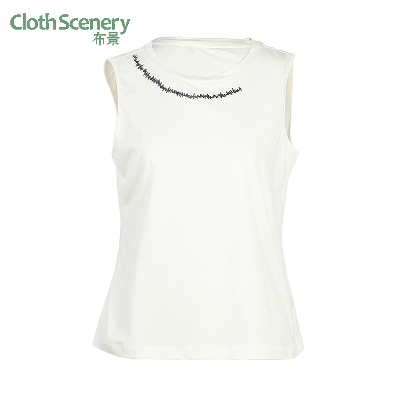 Đặt vest nữ đi lại đơn giản gió tròn cổ tay neckline thêu bông tay áo thẳng đầu mặc một chiếc áo sơ mi đáy-up