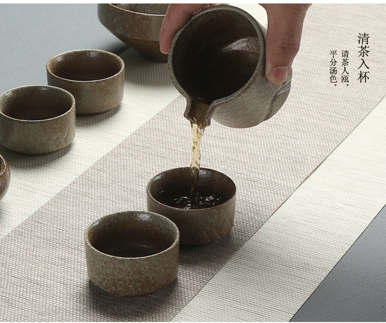Household travel ceramic tea set a complete set of kung fu and restoring ancient ways coarse pottery teapot set of tea cups to wash to tea art