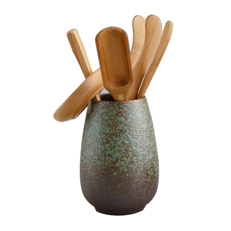 Xin Art Edge Green Pottery Coarse Pottery Tea Dao Six Gentleman Kung Fu Tea Accessories Tea Needle Tea Clip Cup Clip Spoon Tea Art Bamboo Suit