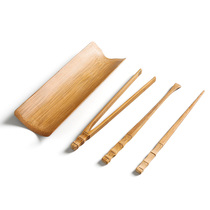 Bamboo tea tea spoon Tea steak Tea spoon Tea needle four-piece set Kung Fu tea set Tea tray Tea ceremony spare parts Bamboo tea lotus