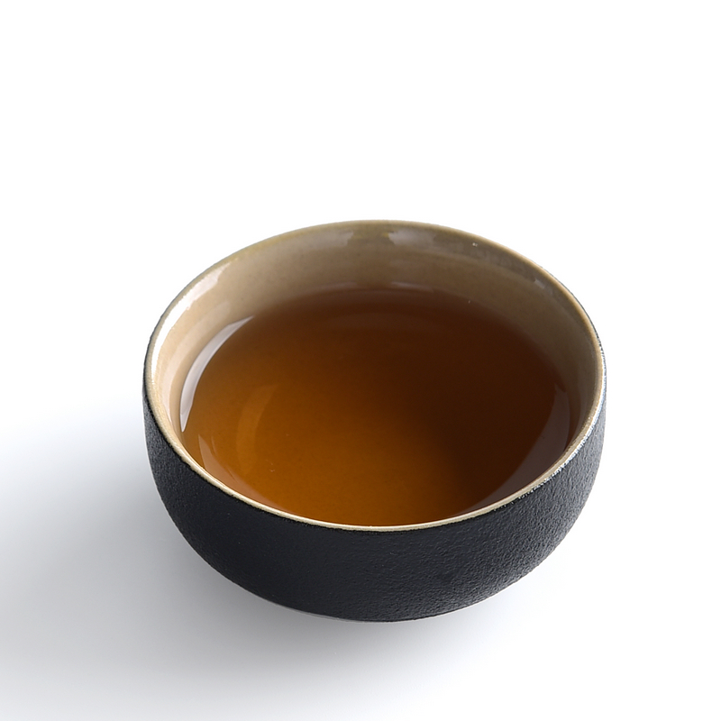 Black ceramic sample tea cup coarse pottery Japanese ceramics cup round cup contracted kung fu tea set personal small tea cups