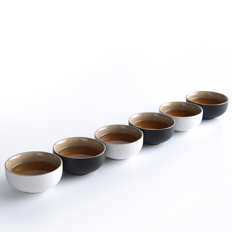 Black ceramic sample tea cup coarse pottery Japanese ceramics cup round cup contracted kung fu tea set personal small tea cups