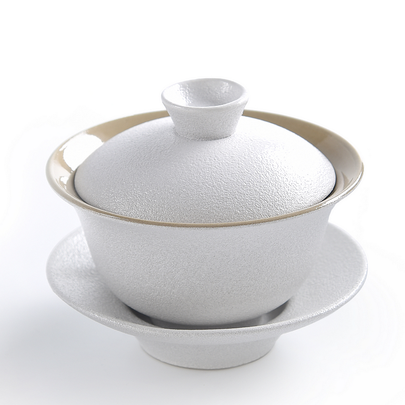 Ceramic only three bowl to bowl kung fu tea tea for the tea cup of black and white coarse pottery tea tureen Japanese zen