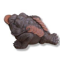 Xinyiyuan three-legged purple sand lucky golden toad Purple sand tea set accessories Home decoration Tea pet tea set Tea play