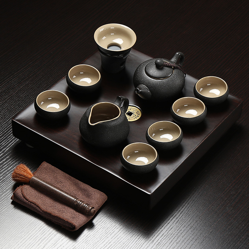 Xin arts margin of tea tea consolidation piece of ebony tea tray of a complete set of ceramic tea set kung fu tea set