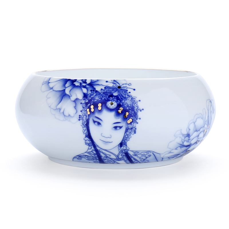 Xin yi yuan kung fu tea accessories hydroponic flower pot large blue and white porcelain ceramic tea cups to wash bath of Peking Opera