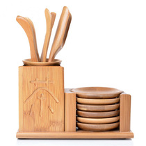Xinyiyuan bamboo tea ceremony six gentlemen Tea Needle tea clip leak teaspoon round coaster tea ceremony zero with tea set accessories