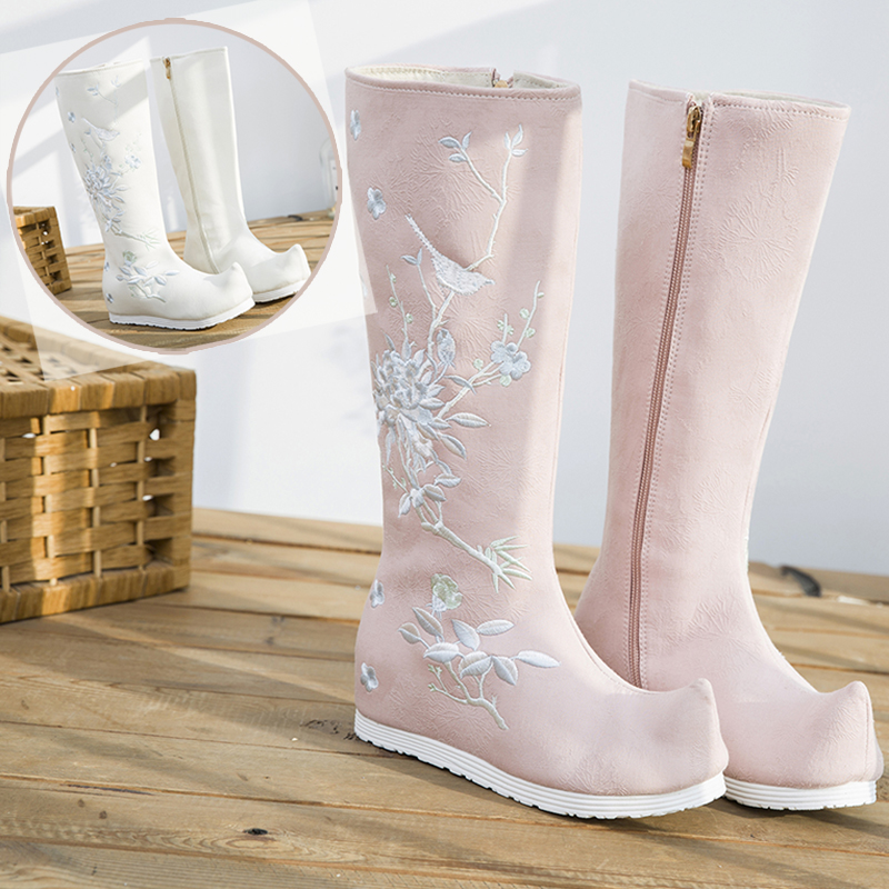 Hanfu Women Soap Boots Ancient Dress Boots Children Inner Heightening Cos Teething Shoes Ancient Wind High Cylinder Embroidered Boots 2020 New