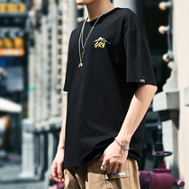 Precious bird man knitting round sleeve T - shirt 2022 summer new loose edition tops printed alphabet sportswear