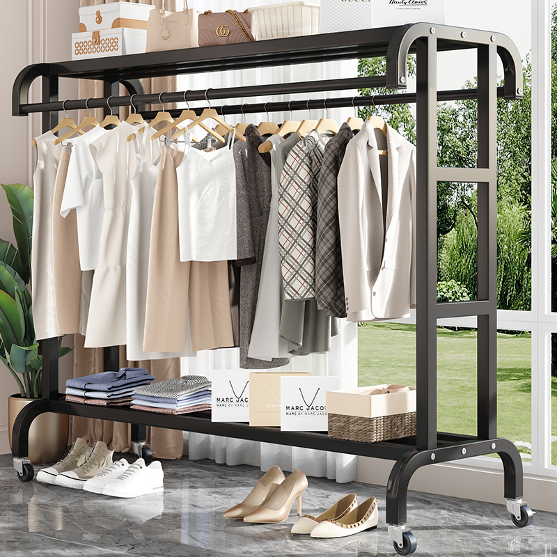 Plus Coarse Hanger Landing Clothes Hanger Bedroom Hanging Clothes Home Indoor Simple Hanging Clothes Rack Subnetting Red Double Pole Hanging Rack-Taobao