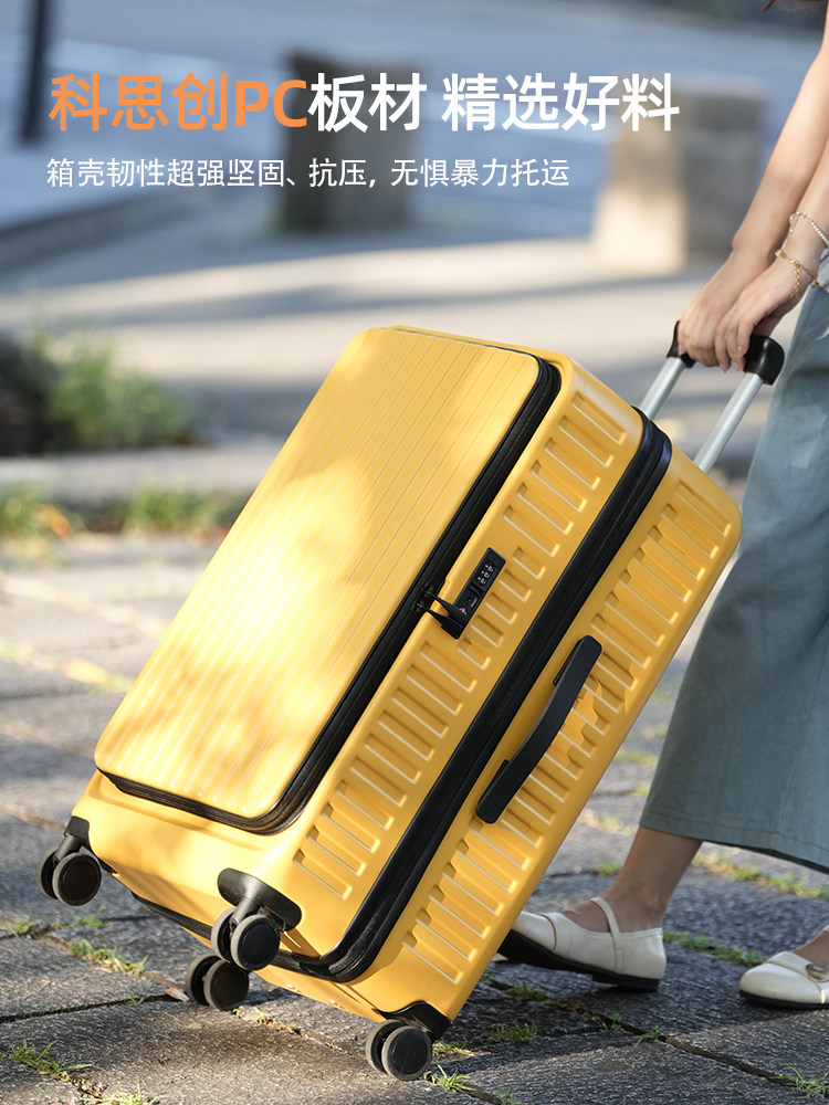 Pc Side-Opening Suitcase with Expandable Large Capacity, Front-Opening 24inch New Model Trolley Case 28-Inch Password Travel Suitcase for Men and Women