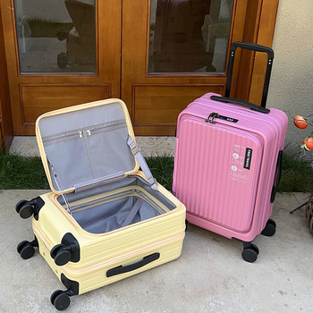 Side-Opening Suitcase, Flip-Top Portable Large-Capacity Multi-Functional Business Trolley Case, Men's and Women's Business Trip Boarding Suitcase