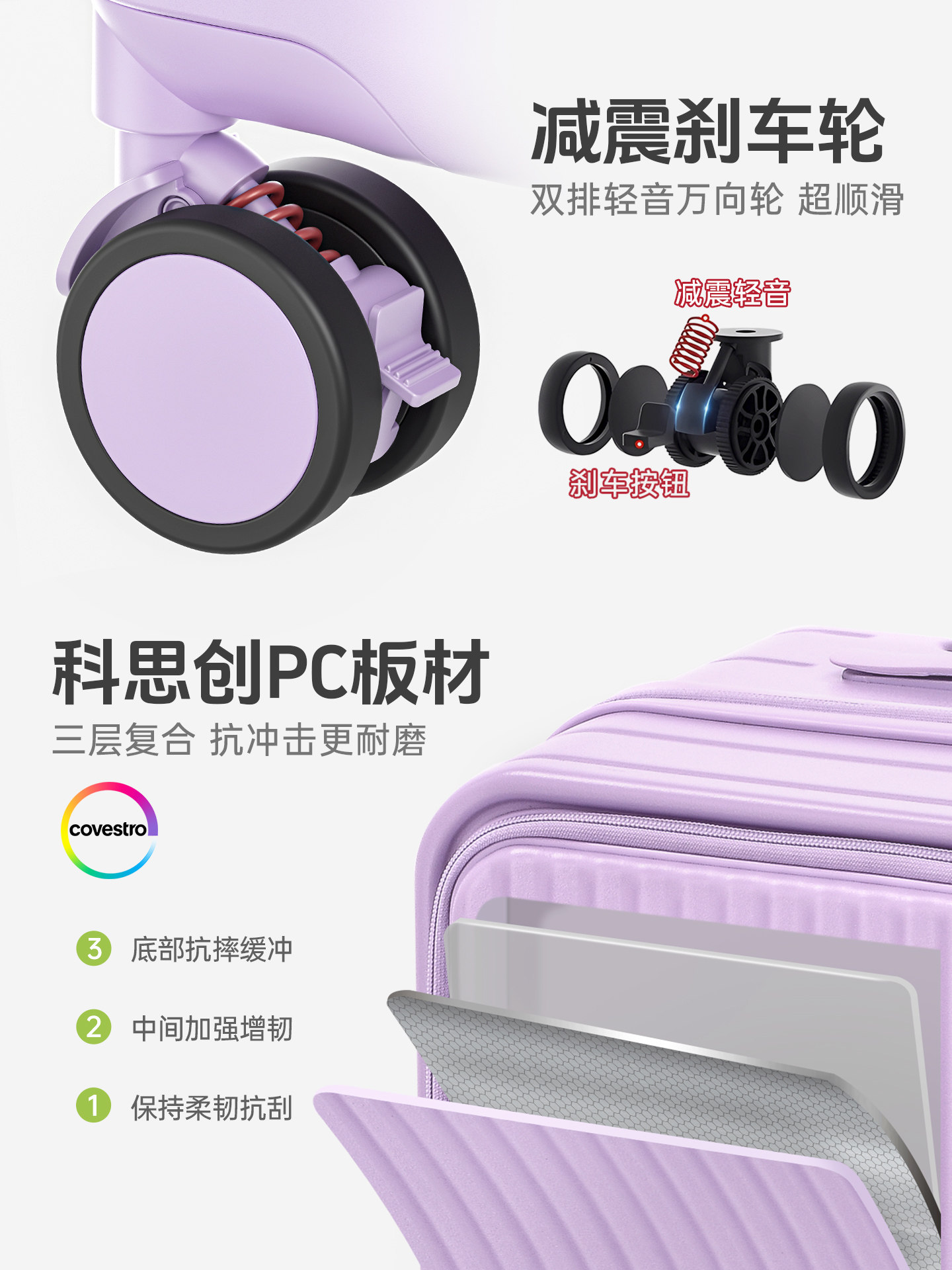 Front-Opening Flip-Top Suitcase with Expandable Capacity, Large Capacity, Silent Wheels, Carry-On and Checked Luggage Trolley Travel Case