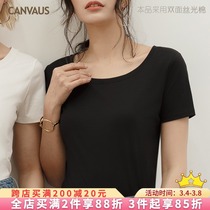 CANVAUS spring summer new round collar pure cotton loose black white slapped bottom compassionate short sleeve T-shirt woman K1055A