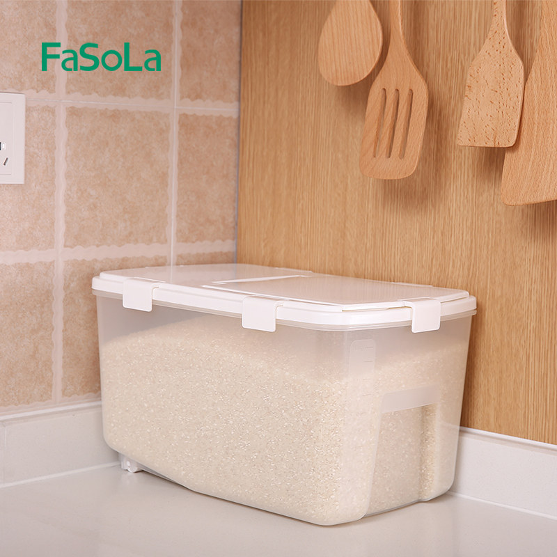 Japanese buckle sealed rice storage box rice bucket anti-insect moisture-proof household 10 kg large flour rice box rice tank