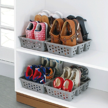 Japan imported shoe rack plastic shoe storage box Creative shoe cabinet space finishing rack three-grid simple shoe box