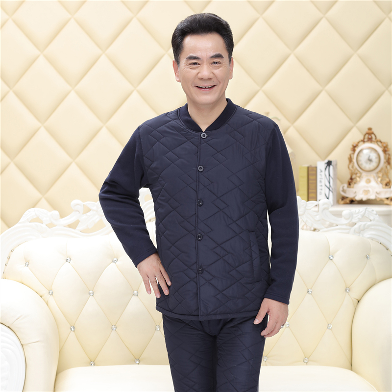 Hengyuanxiang Nhóm Cardigan ấm đàn ông đồ lót phù hợp cộng với nhung dày cho phụ nữ trung niên và người già nút mở để ngăn chặn mùa đông lạnh.