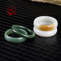 Decorated in Xinjiang Hetian Jade mutton white jade bracelet Russian white wide mouth counter women jade bracelet Fidelity