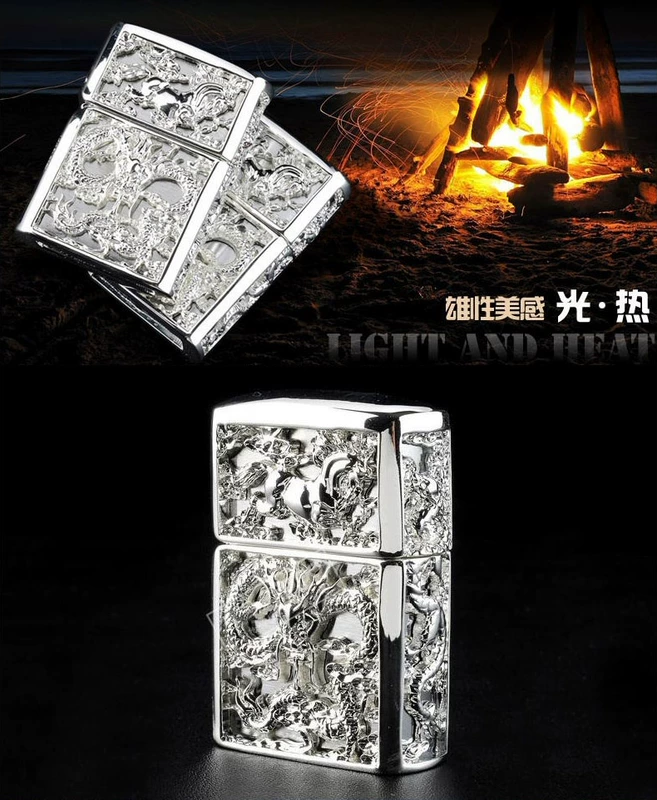 Zippo chính hãng nhẹ hơn áo giáp máy rồng rồng tinh thần tour rồng chơi hạt ban đầu chính hãng dầu hỏa zppo nam - Bật lửa