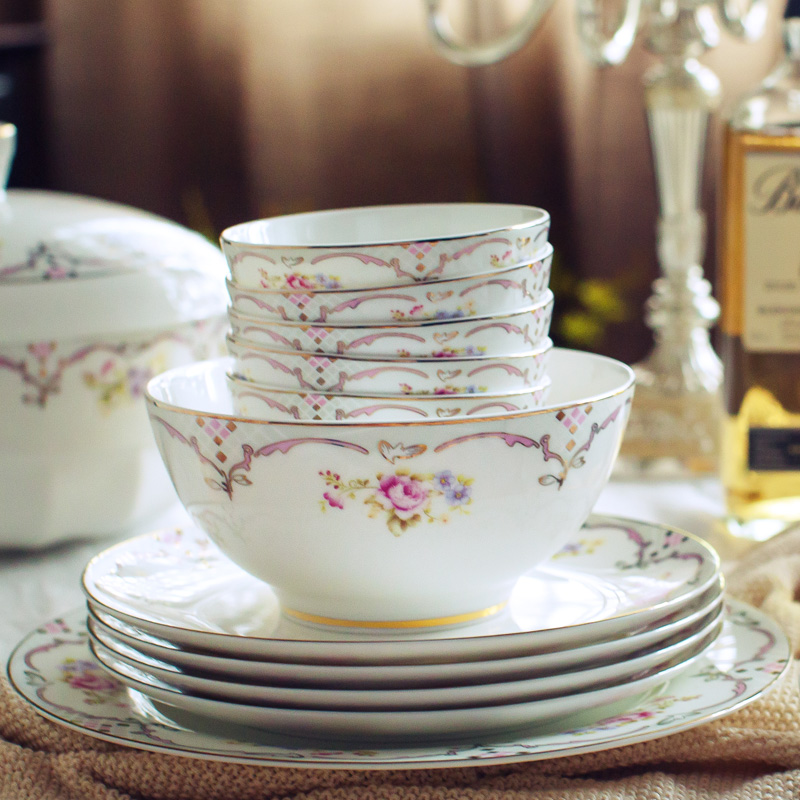 Chinese style ipads porcelain tableware suit 58 head contracted jingdezhen ceramic dishes suit household eating the food bowl dish