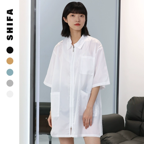 Длинная накидка для стрижки волос для работы, фартук, мини-юбка, нагрудник, лонгслив, короткий рукав, подходит для подростков