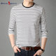 Dances with Wolves T-shirt men's long-sleeved autumn t shirt striped striped t-shirt fashionable and versatile in the round neck top