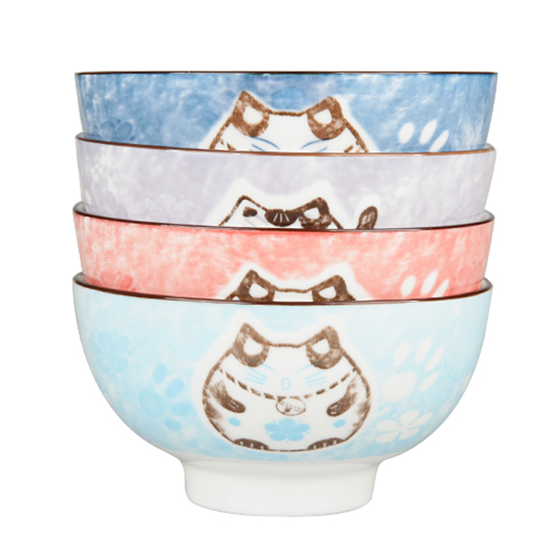 Ya cheng DE household ceramic bowl bowl, Japanese - style tableware portfolio suit cartoon plutus cat dishes dishes for dinner