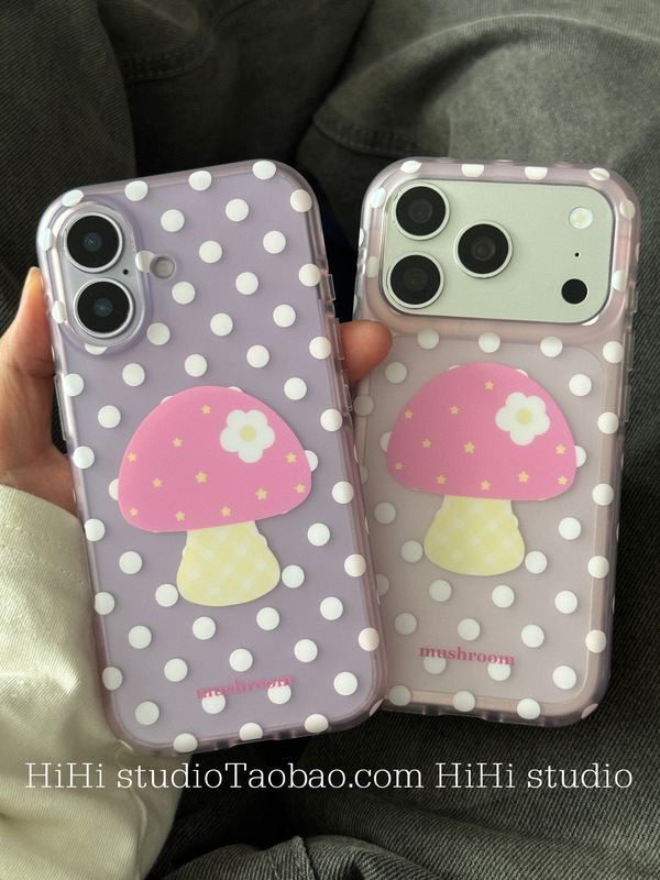 Hihi Studio Korean-Style Ins Semi-Transparent Pink Polka Dot Mushroom Illustration Suitable for Apple 17 Pro Max Phone Case iPhone 16 New Model Protective Case Girly Matte Anti-Drop 15 Creative Personality Hihi Studio Korean-Style Ins Semi-Transparent Pink Polka Dot Mushroom Illustration Suitable for Apple 17 Pro Max Phone Case iPhone 16 New Model Protective Case Girly Matte Anti-Drop 15 Creative Personality