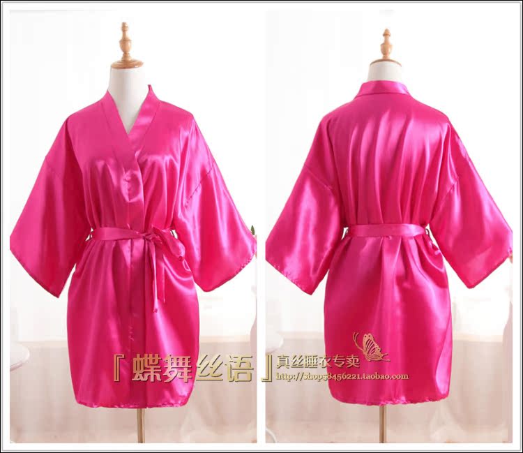 Áo tắm kimono màu Nhật Bản Áo choàng ngắn tay nữ áo choàng lụa Mô phỏng đơn giản Bộ đồ ngủ bằng lụa áo choàng ngủ nam