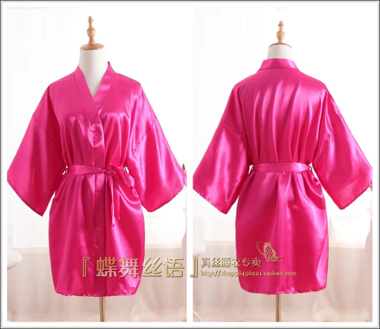 Áo tắm kimono màu Nhật Bản Áo choàng ngắn tay nữ áo choàng lụa Mô phỏng đơn giản Bộ đồ ngủ bằng lụa áo choàng ngủ nam