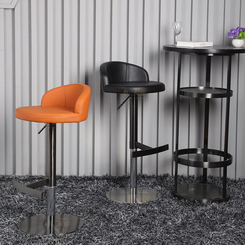 Bar chairs Stainless Steel Black Titanium Modern Minima Home Bar Chair Swivel Willpower Extremely Simple Lifting Light Lavish Footstool
