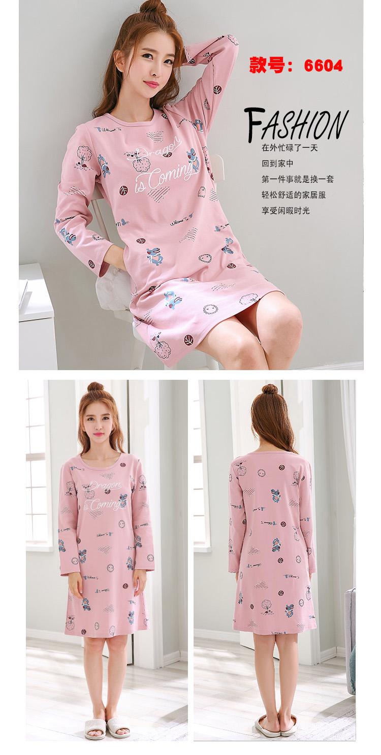 Đặc biệt hàng ngày mùa thu mới phiên bản Hàn Quốc của đồ ngủ học sinh nữ dài tay cotton XL phục vụ đêm mùa đông váy đầm mặc nhà trung niên