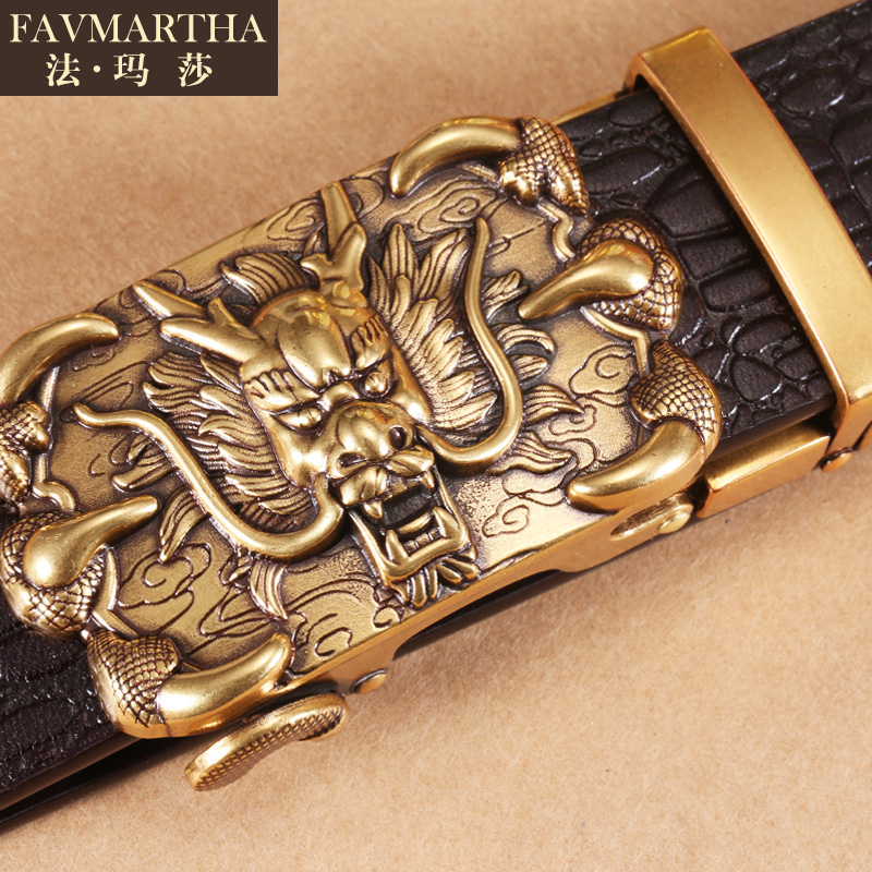 Belt Male Tide Young Man Genuine Leather Automatic Buckle Pure Copper Tap Men's Belt Head Layer Pure Cow Leather Pants With Luxury